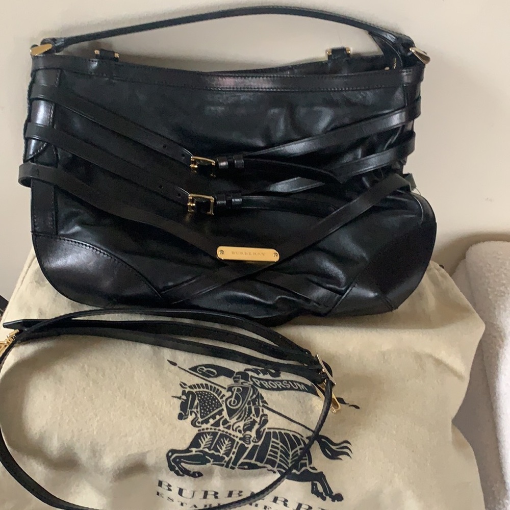 Authentic Burberry Leather Bridle Dutton Hobo Bag